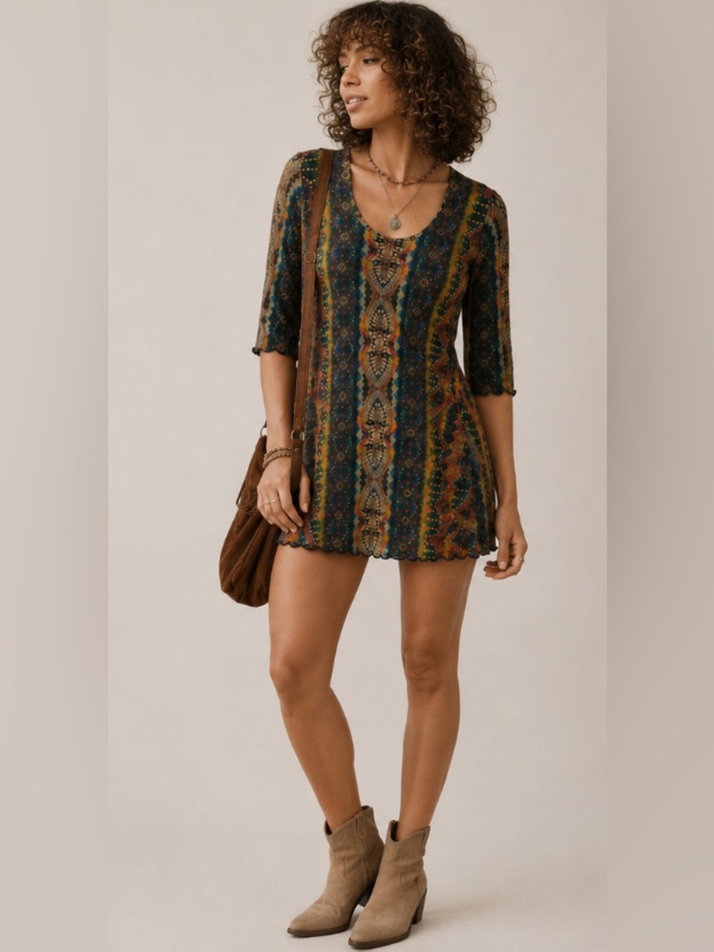 Vintage Hippie Chic Bohemian Festival Tunic Dress Size XL